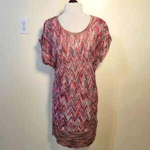 Madison (Women's M) Chevron Patterned Metallic Sparkle Knitted Mini-Dress